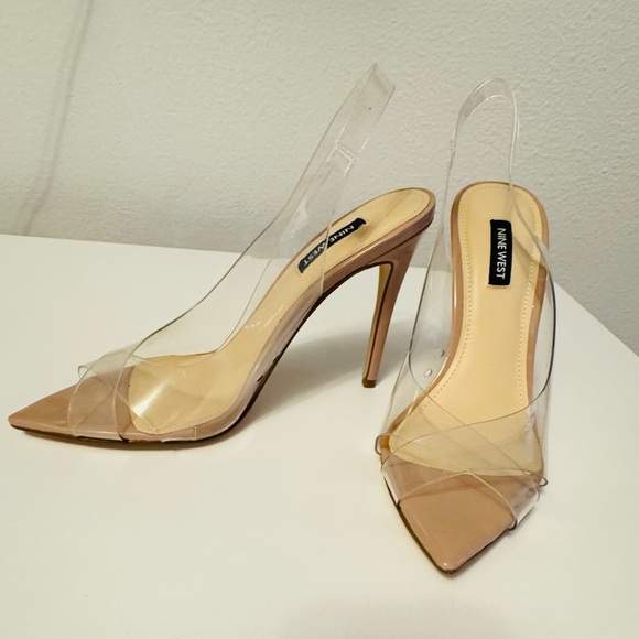 Nine West Clear and Tan Stiletto Heels - Picture 1 of 5